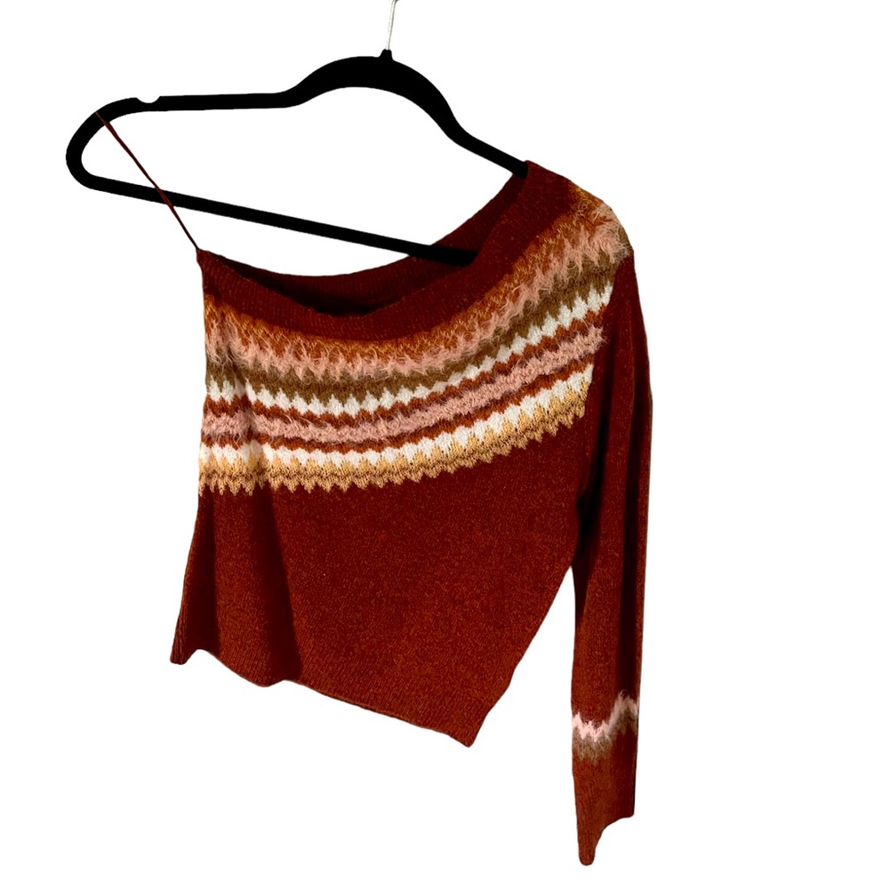NWT Anthropologie One Sleeve Fair Isle Sweater Size Small